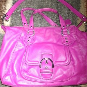 Pretty pink Coach purse with long strap included